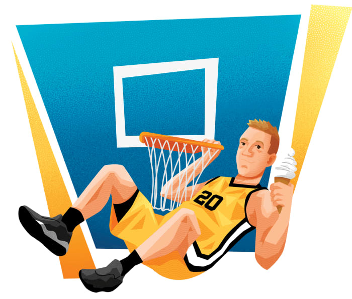 BASKET ROBBINS
Novak was reluctant to dunk in middle school—until a coach bribed him with an ice cream shop gift card.